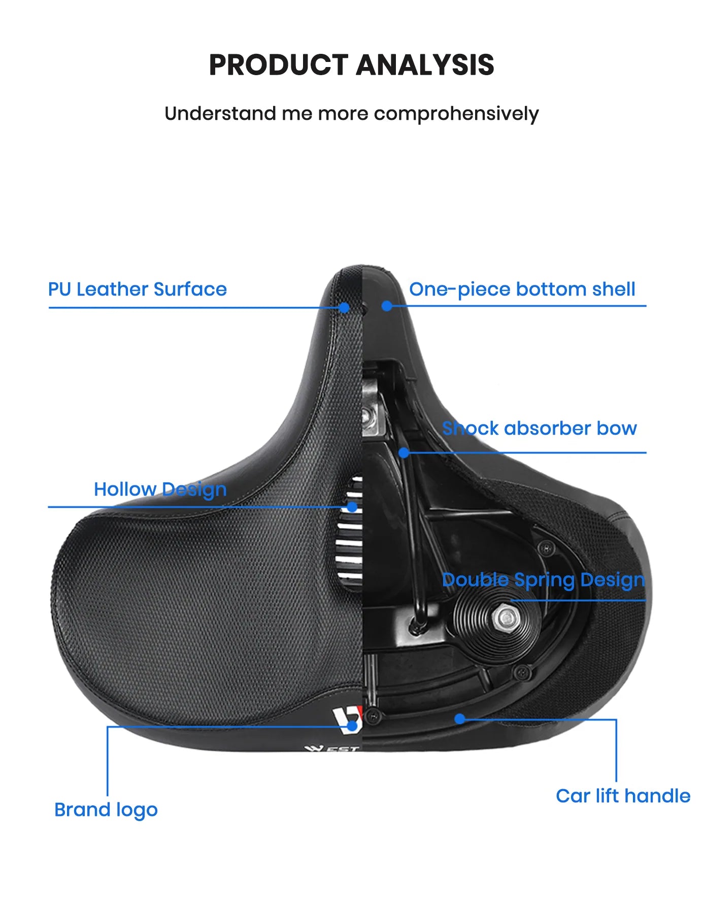 HiPeak Oversized Wide E-Bike Saddle
