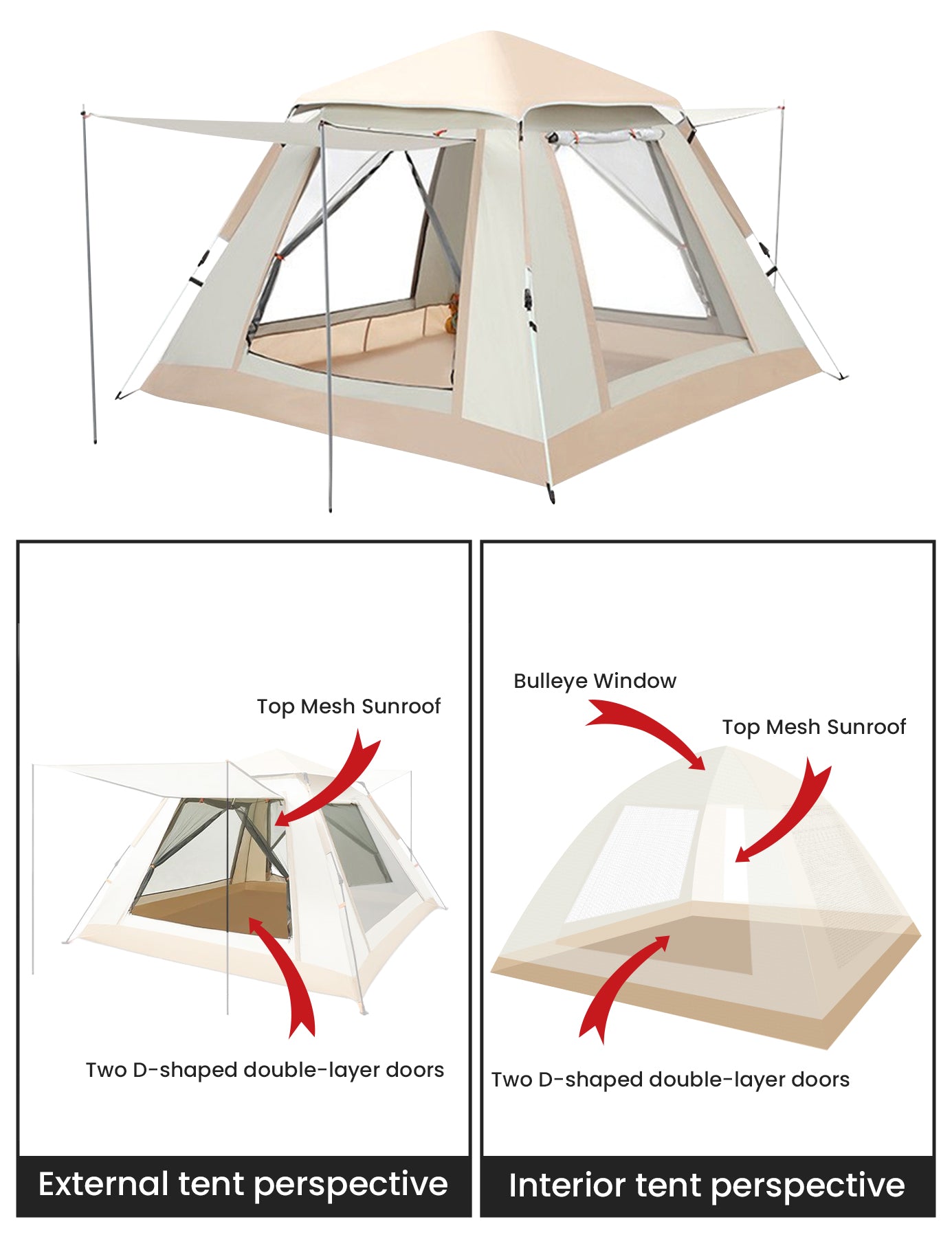 HiPEAK 3-4 Person Instant Pop Up Camping Tent