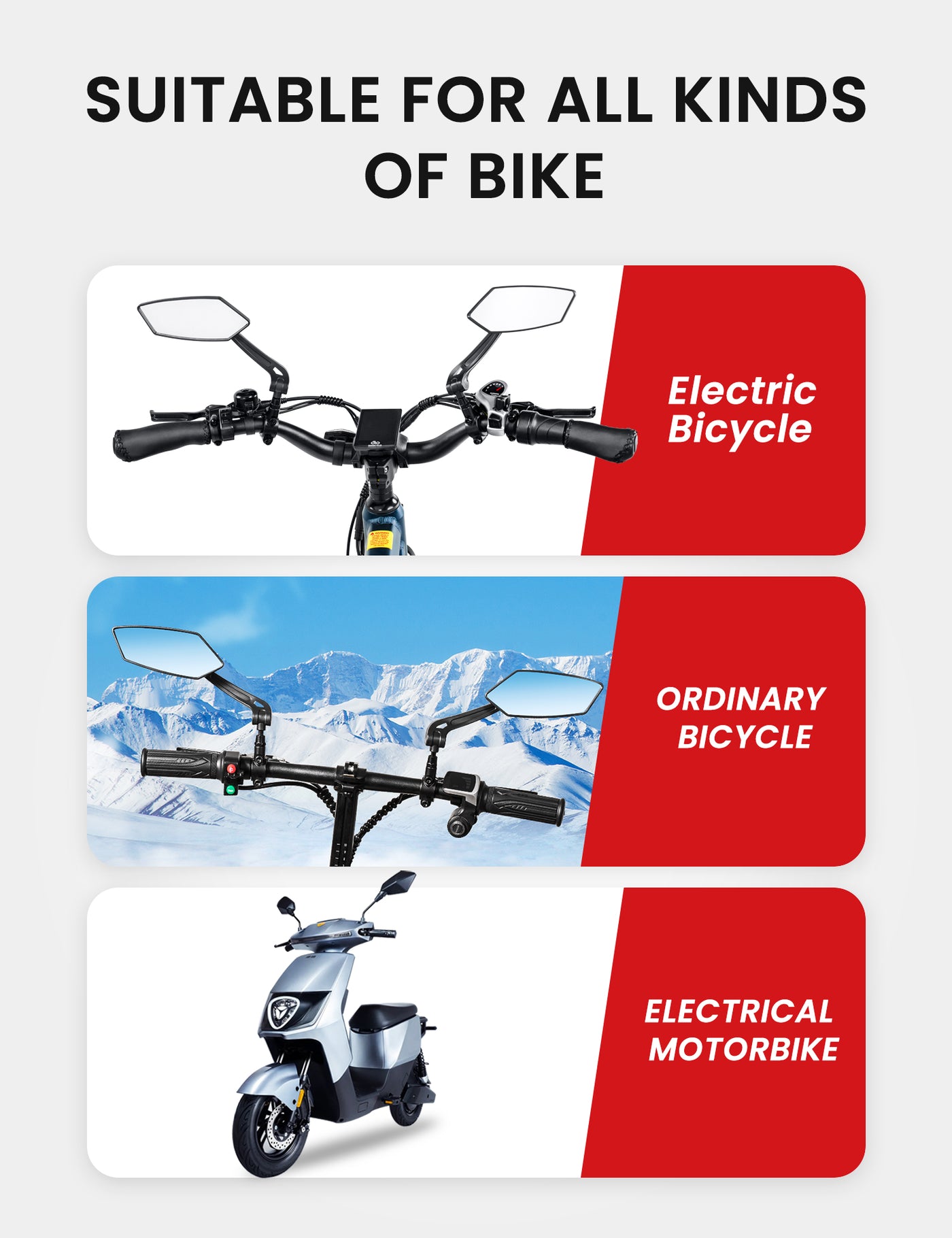 HiPEAK Bike Mirror Handlebar Rearview Mirror HiPeak Ebike